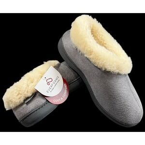 EverFoams Women's Microsuede Memory Foam Winter Slippers w/ Fuzzy FauxFur Collar